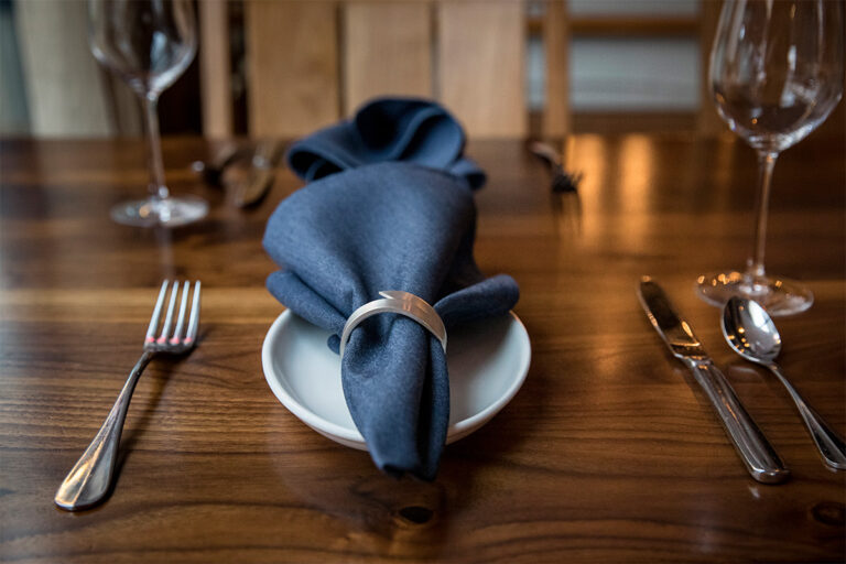 Napkin over wood table